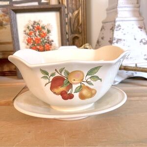 Vintage Teleflora gravy boat candy dish planter Fall Fruit Floral